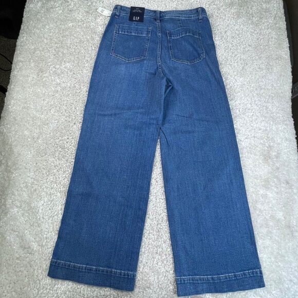 Gap High Rise Wide Leg Crop Jean Medium Indigo Wash 10/30 Tall NEW - Picture 4 of 11